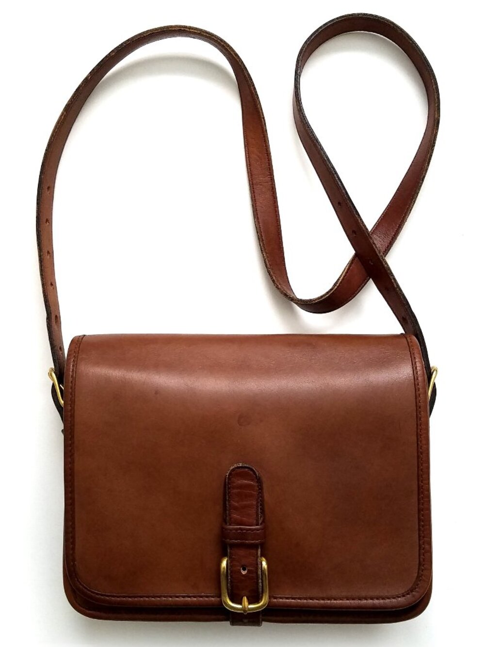 Vintage Coach British Tan Leather Courier Crossbody Bag 9425 NYC